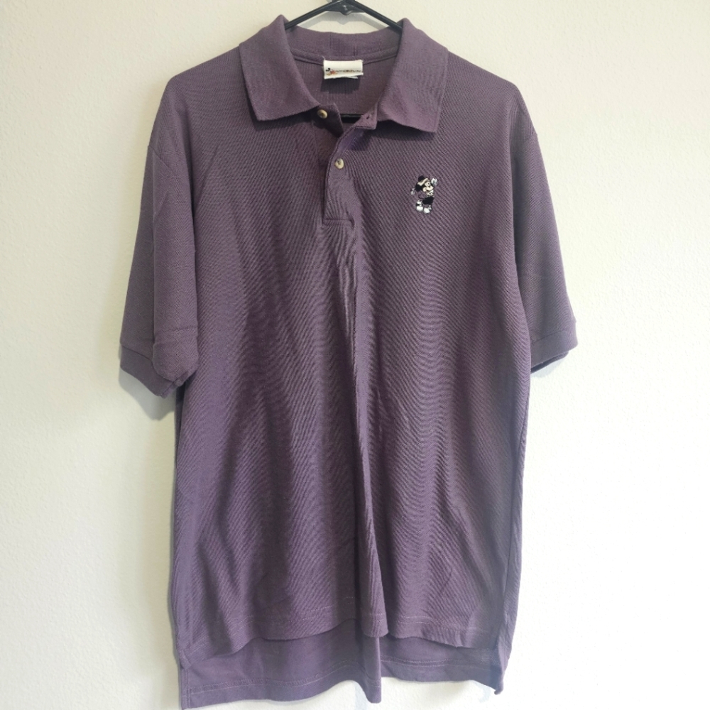 Vintage Walt Disney World Mickey Golf Purple Polo Short Sleeve Large
